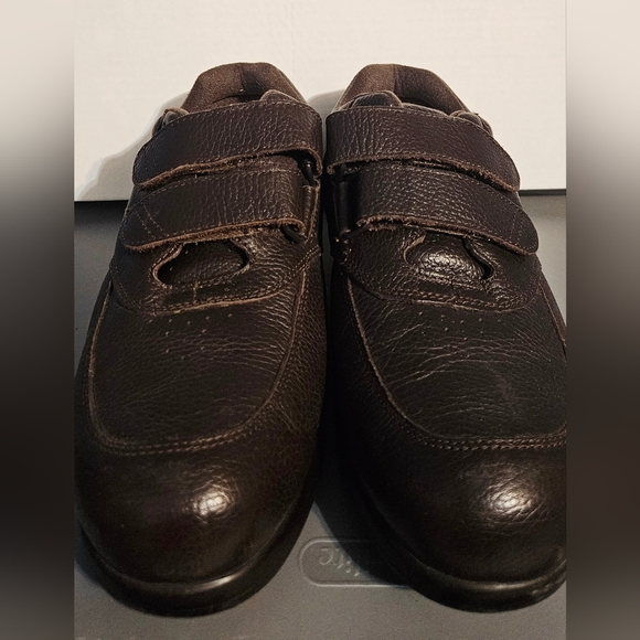 PW Minor Mens Shoes 9 Dark Brown Leather Velcro - Picture 3 of 12